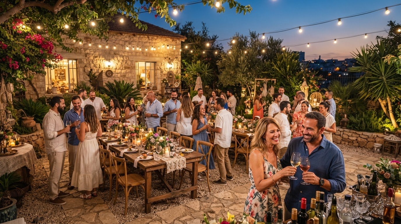 שף בשרים מקצועי מכין נתחי פרימיום על הגריל באירוע חצר בבאר שבע